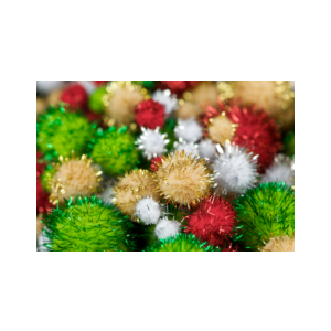 Pom Poms Xmas Glitter 138pk